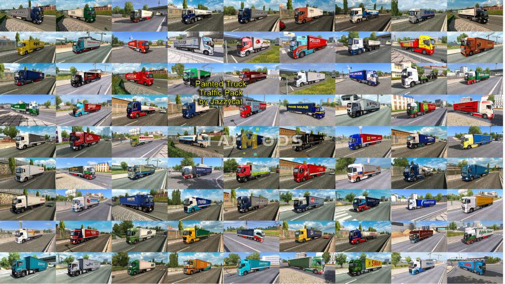 MOD ETS2 – Bộ Xe Lưu Thông Painted Trucks in Traffic Pack (1.49)