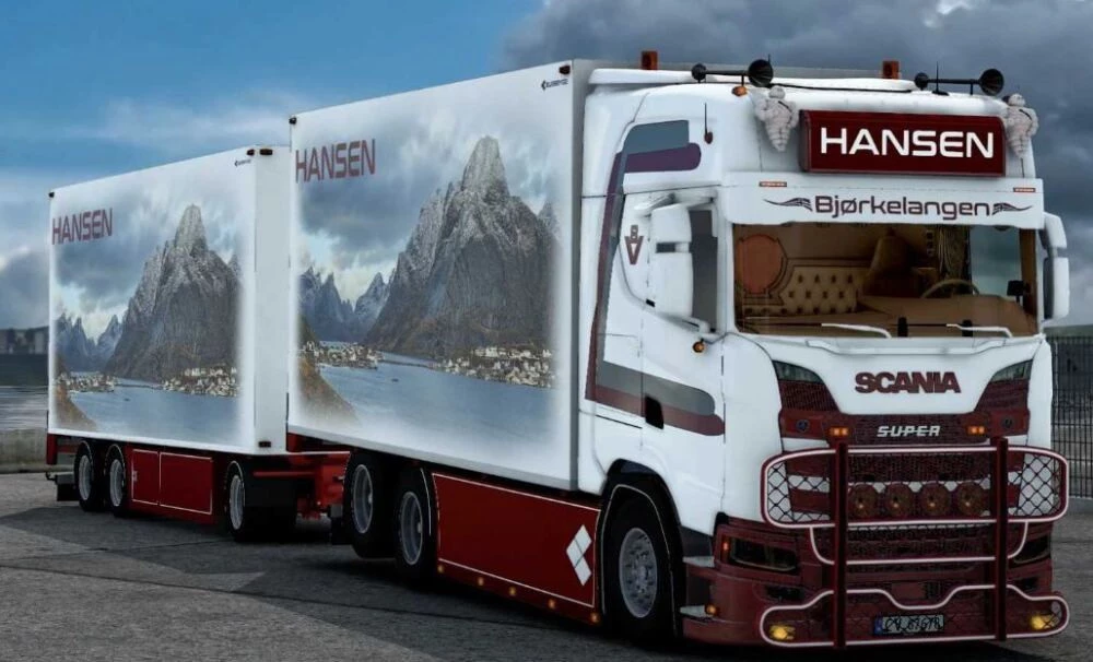 MOD ETS2 – Xe Tải Scania S580 Tandem Hansen & Thùng Hàng (1.54)