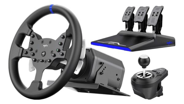 Vô Lăng Chơi Game PXN V99 - Vòng Quay 900 Độ, Kèm Hộp Số & Bàn Đạp Kim Loại